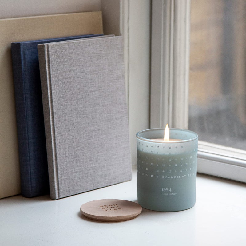 Skandinavisk Y 'Island' Mini Scented Candle. Fragrance Notes: Crabapple and Dog Rose  Water Mosses and Green Leaves. 2.3 oz. - Image 4